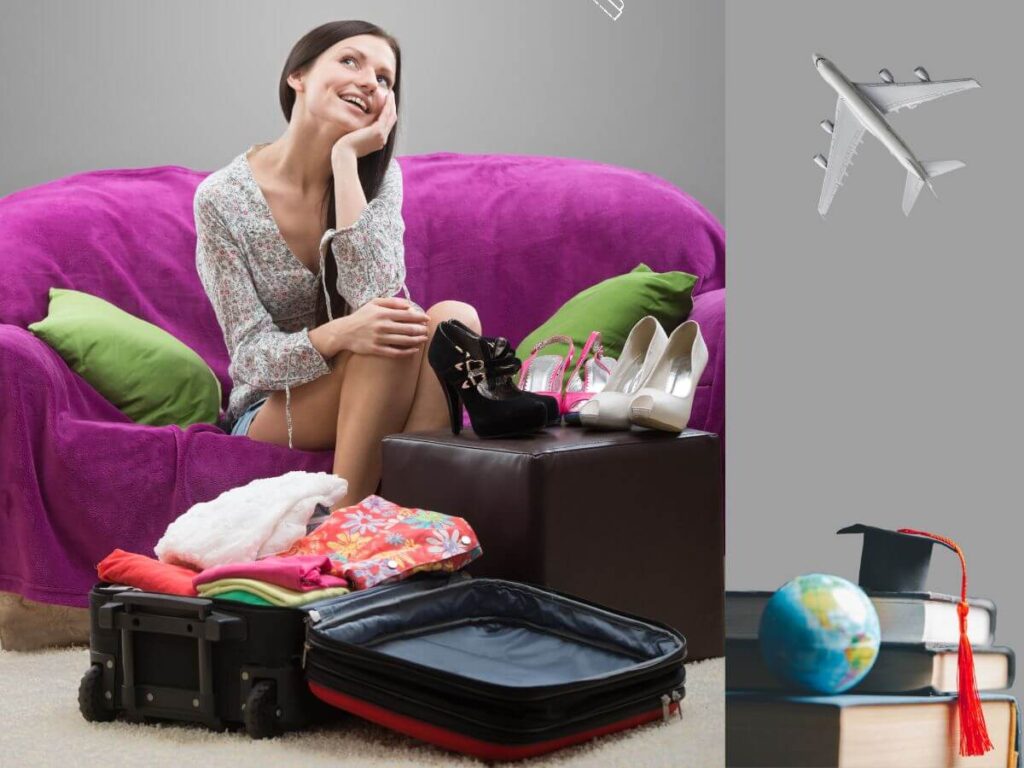 What are the unnecessary and prohibited items when boarding a plane to study abroad?