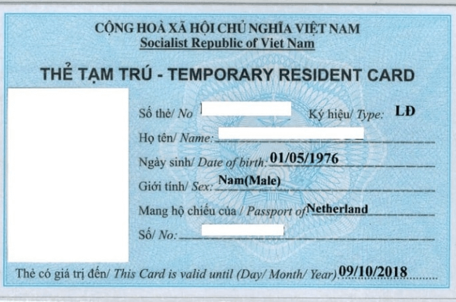 Temporary residence card