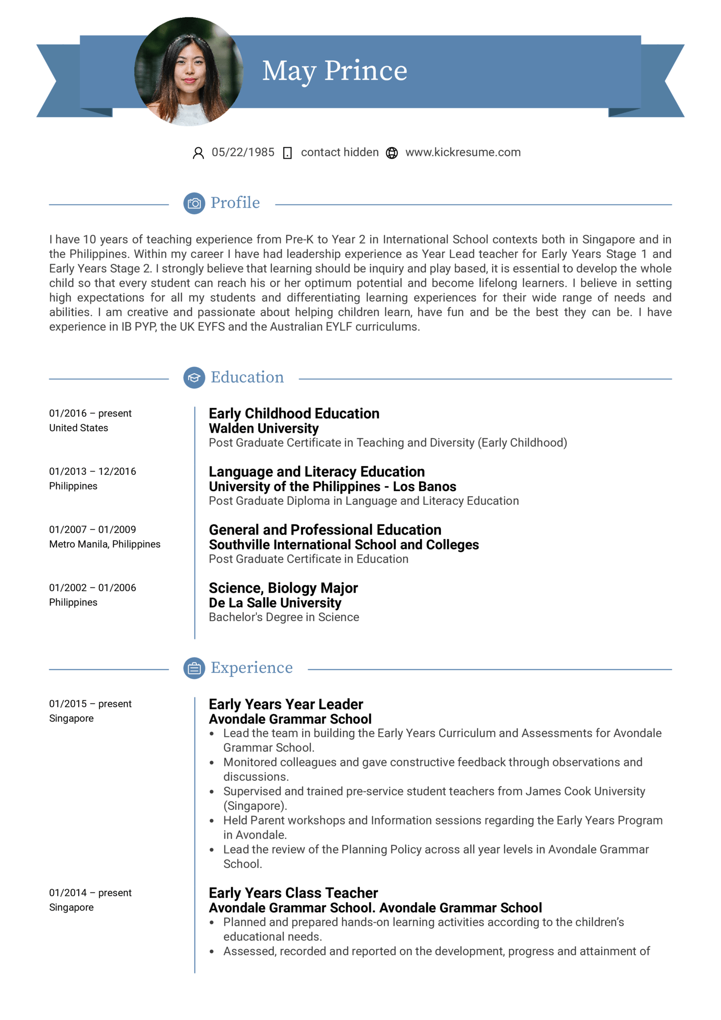 Create A Winning Cv For Teachers In Templates Examples