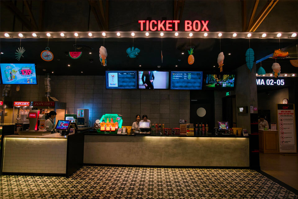 The cinemas in Vietnam typically have a selection of food and drinks for purchase in the cinema lobby