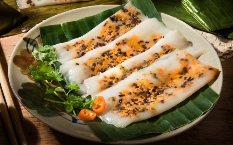 Banh Nam (Flat Steamed Rice Dumpling) is a famous local dish in Hue