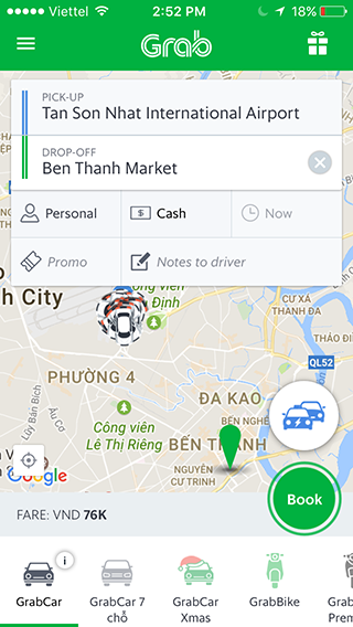 The Grab app is easy and straightforward to use