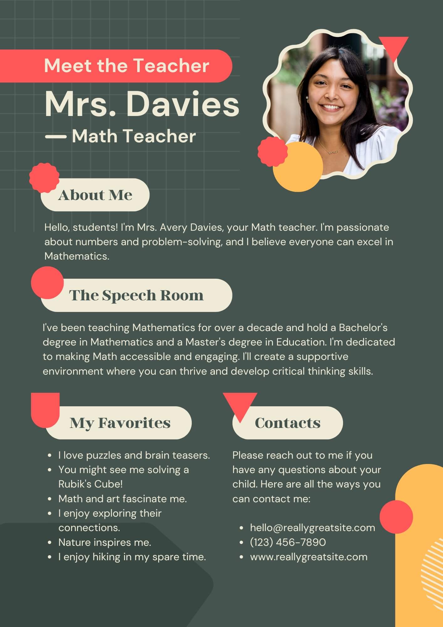 Examples of All about me teacher Templates