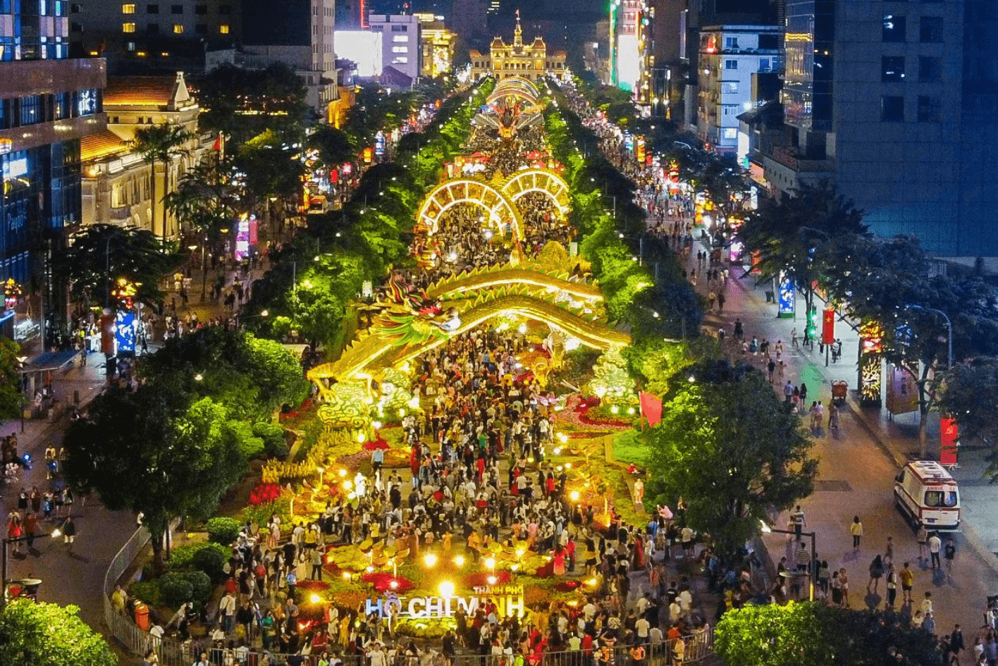 Visit Nguyen Hue Walking Street on foot